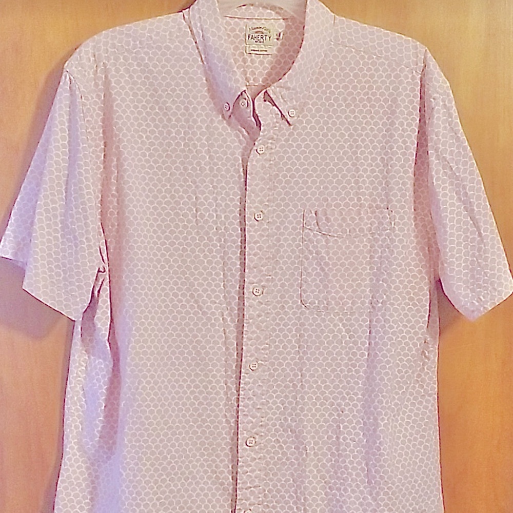 Faherty SS Stretch Playa Shirt in Rose Fishscale
